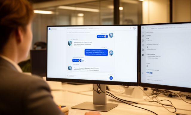Customer support agent working with AI assistant UI