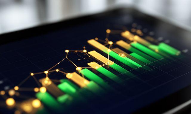 Abstract financial data visualization with glowing graphs