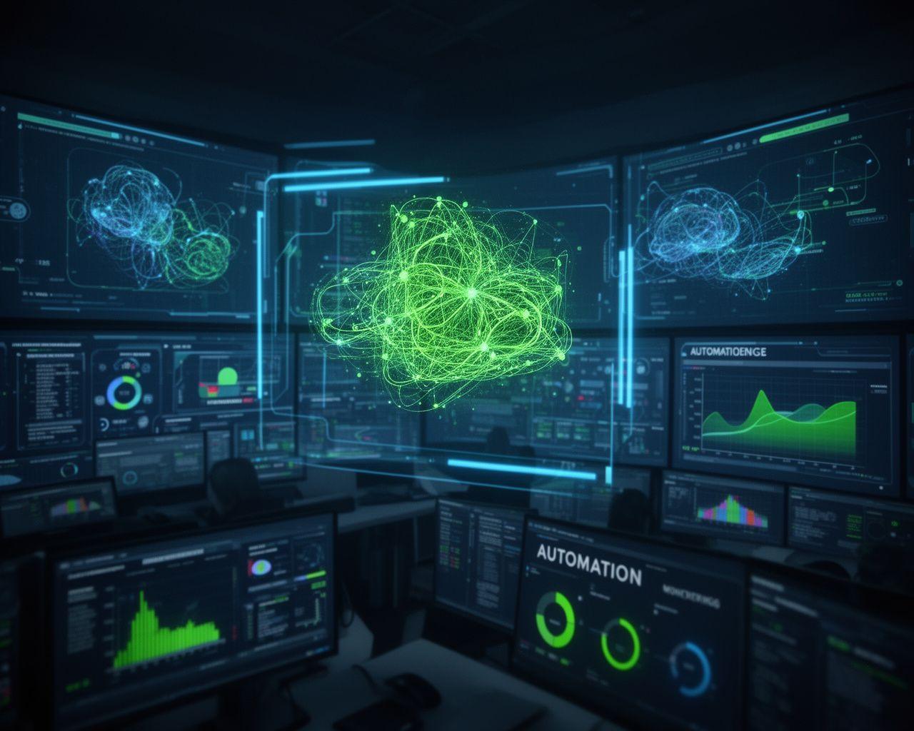 AI Operations Hub dashboard visualizing automation metrics